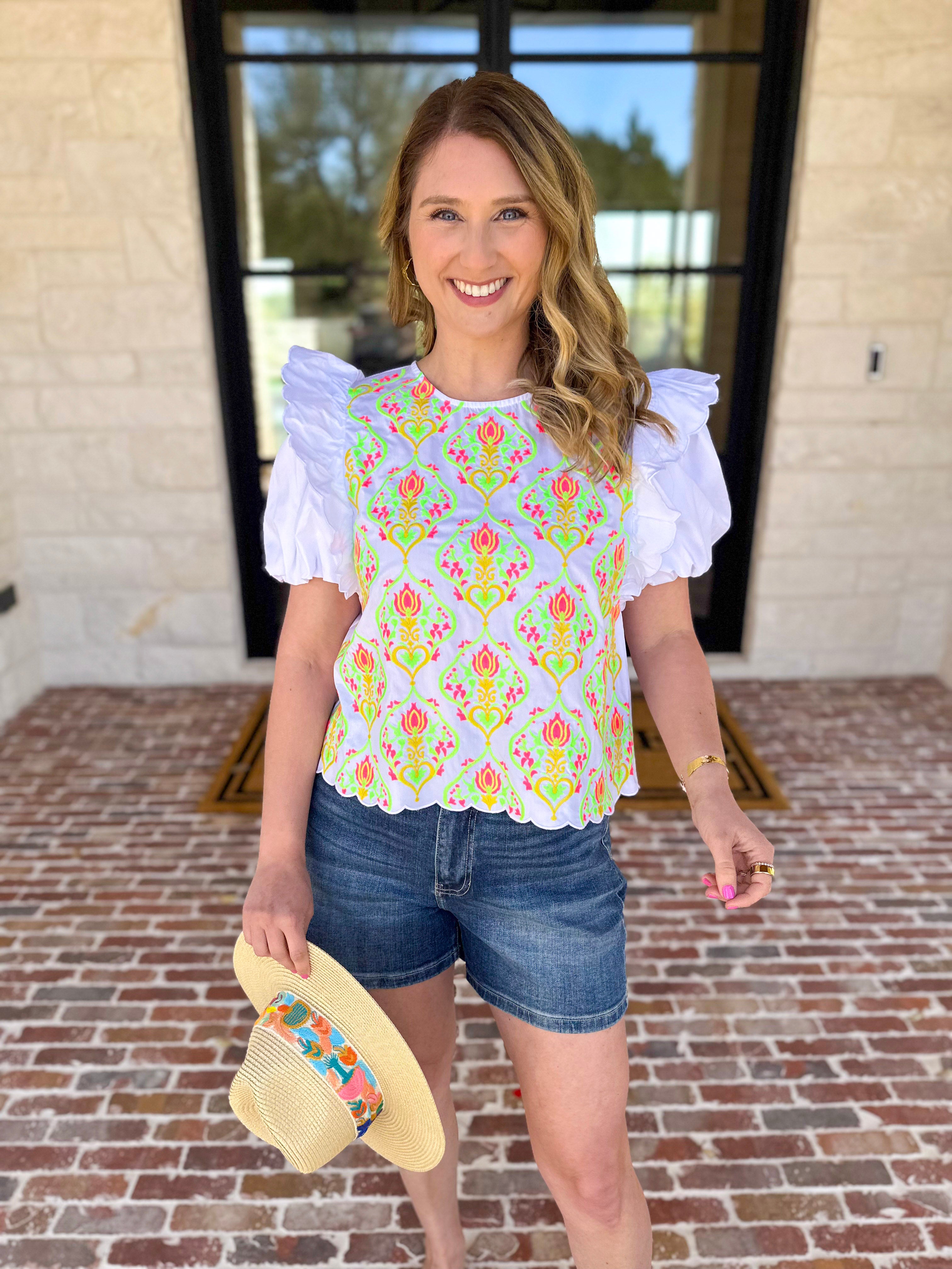 Spring Celebration Blouse - Ivory-200 Fashion Blouses-JODIFL-July & June Women's Fashion Boutique Located in San Antonio, Texas