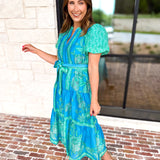 Current Air - Blue Tide Floral Midi Dress-500 Midi-CURRENT AIR CLOTHING-July & June Women's Fashion Boutique Located in San Antonio, Texas