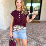 Short Sleeve Everyday Cardigan - Merlot-230 Sweaters/Cardis-DOUBLE ZERO-July & June Women's Fashion Boutique Located in San Antonio, Texas