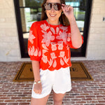 THML - Bold Orange Embroidered Blouse-200 Fashion Blouses-THML-July & June Women's Fashion Boutique Located in San Antonio, Texas