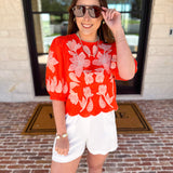 THML - Bold Orange Embroidered Blouse-200 Fashion Blouses-THML-July & June Women's Fashion Boutique Located in San Antonio, Texas