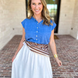 Short Sleeve Everyday Cardigan - Ocean Blue-230 Sweaters/Cardis-DOUBLE ZERO-July & June Women's Fashion Boutique Located in San Antonio, Texas