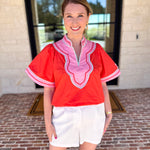 THML - Sunburst & Pink Blouse-200 Fashion Blouses-THML-July & June Women's Fashion Boutique Located in San Antonio, Texas