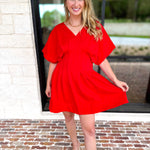 Elevated Chic Red Mini Dress-510 Mini-ENTRO-July & June Women's Fashion Boutique Located in San Antonio, Texas