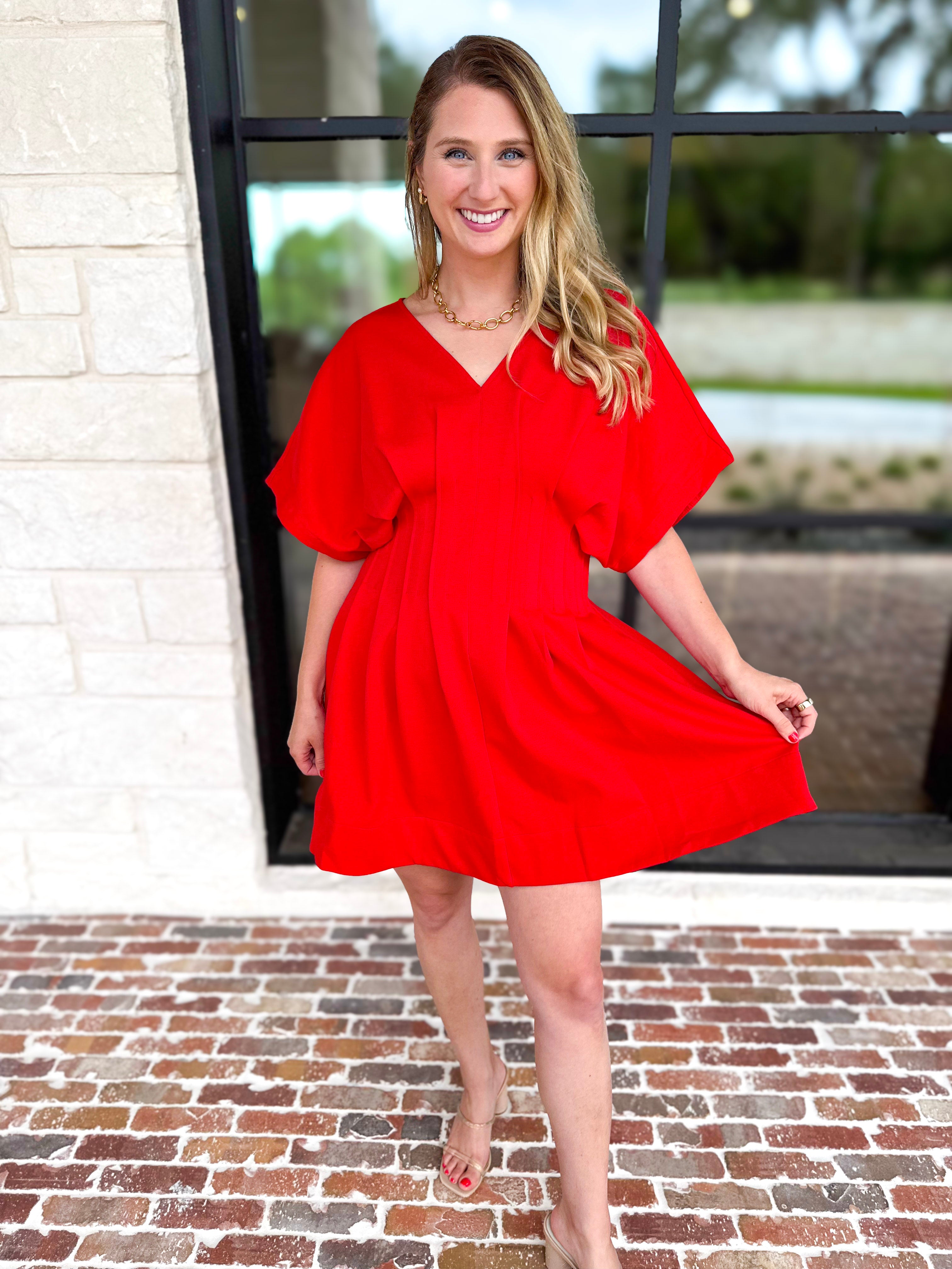 Elevated Chic Red Mini Dress-510 Mini-ENTRO-July & June Women's Fashion Boutique Located in San Antonio, Texas