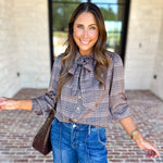 Current Air - Uptown Plaid Button Down Blouse-200 Fashion Blouses-CURRENT AIR CLOTHING-July & June Women's Fashion Boutique Located in San Antonio, Texas