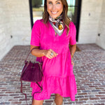 Mary Square - Soft Suede Mini Dress - Hot Pink-510 Mini-MARY SQUARE-July & June Women's Fashion Boutique Located in San Antonio, Texas
