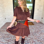 Mary Square - Soft Suede Mini Dress - Coffee-510 Mini-MARY SQUARE-July & June Women's Fashion Boutique Located in San Antonio, Texas