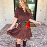 Mary Square - Soft Suede Mini Dress - Coffee-510 Mini-MARY SQUARE-July & June Women's Fashion Boutique Located in San Antonio, Texas