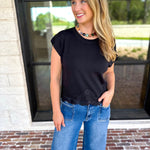 Collins Lace Trim Blouse - Black-200 Fashion Blouses-ENTRO-July & June Women's Fashion Boutique Located in San Antonio, Texas