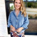 Weekend Signature Denim Shirt Jacket-200 Fashion Blouses-FATE-July & June Women's Fashion Boutique Located in San Antonio, Texas