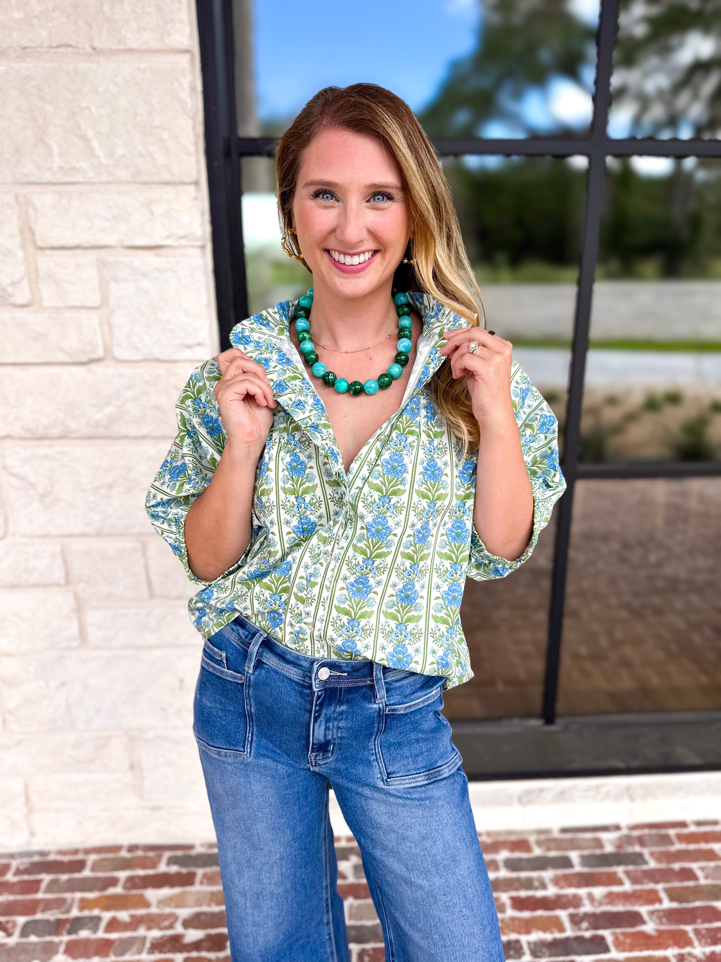 Fresh Air Floral Blouse-200 Fashion Blouses-ENTRO-July & June Women's Fashion Boutique Located in San Antonio, Texas