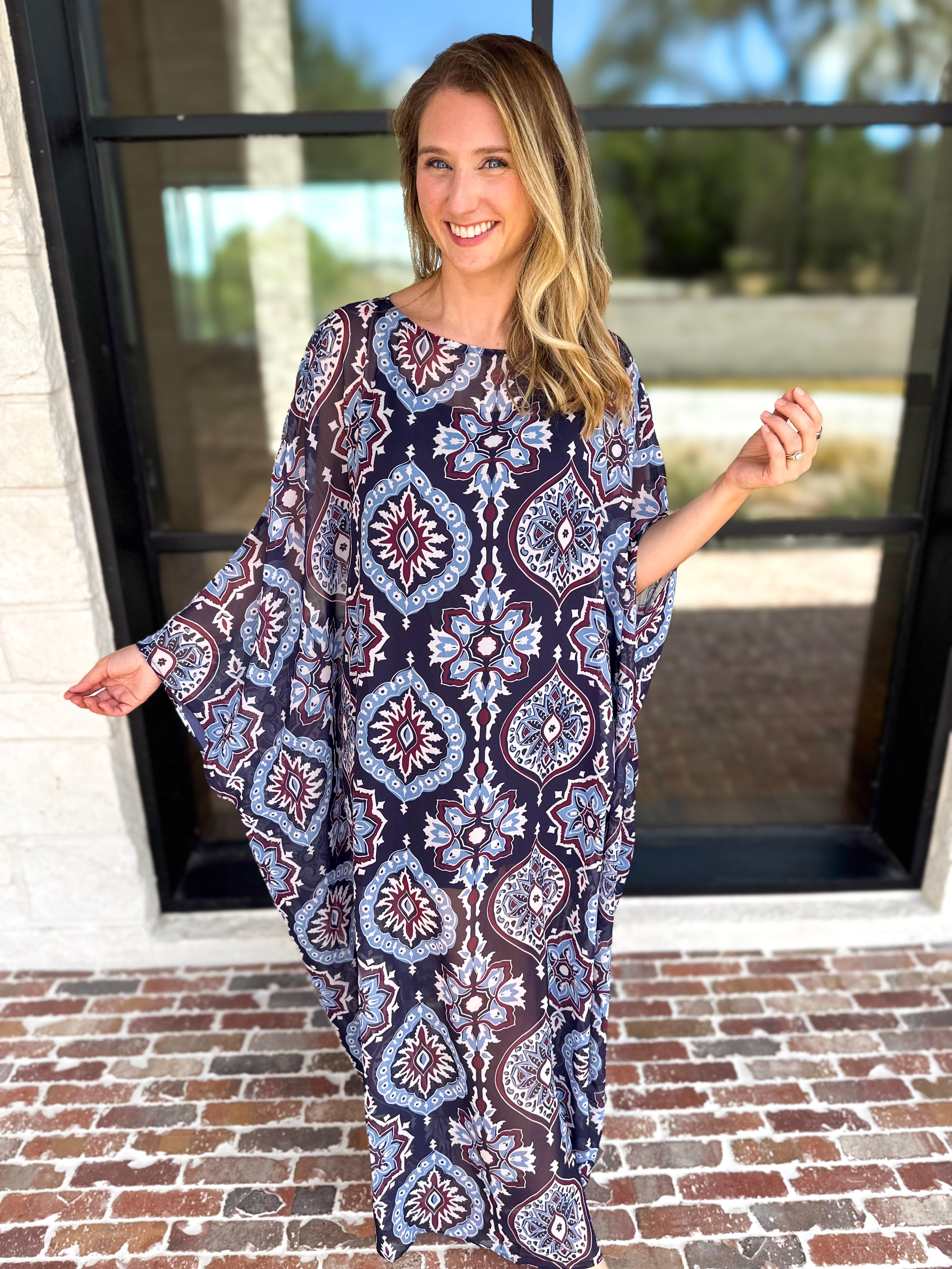 Easy Escape Caftan Midi Dress-500 Midi-TCEC-July & June Women's Fashion Boutique Located in San Antonio, Texas