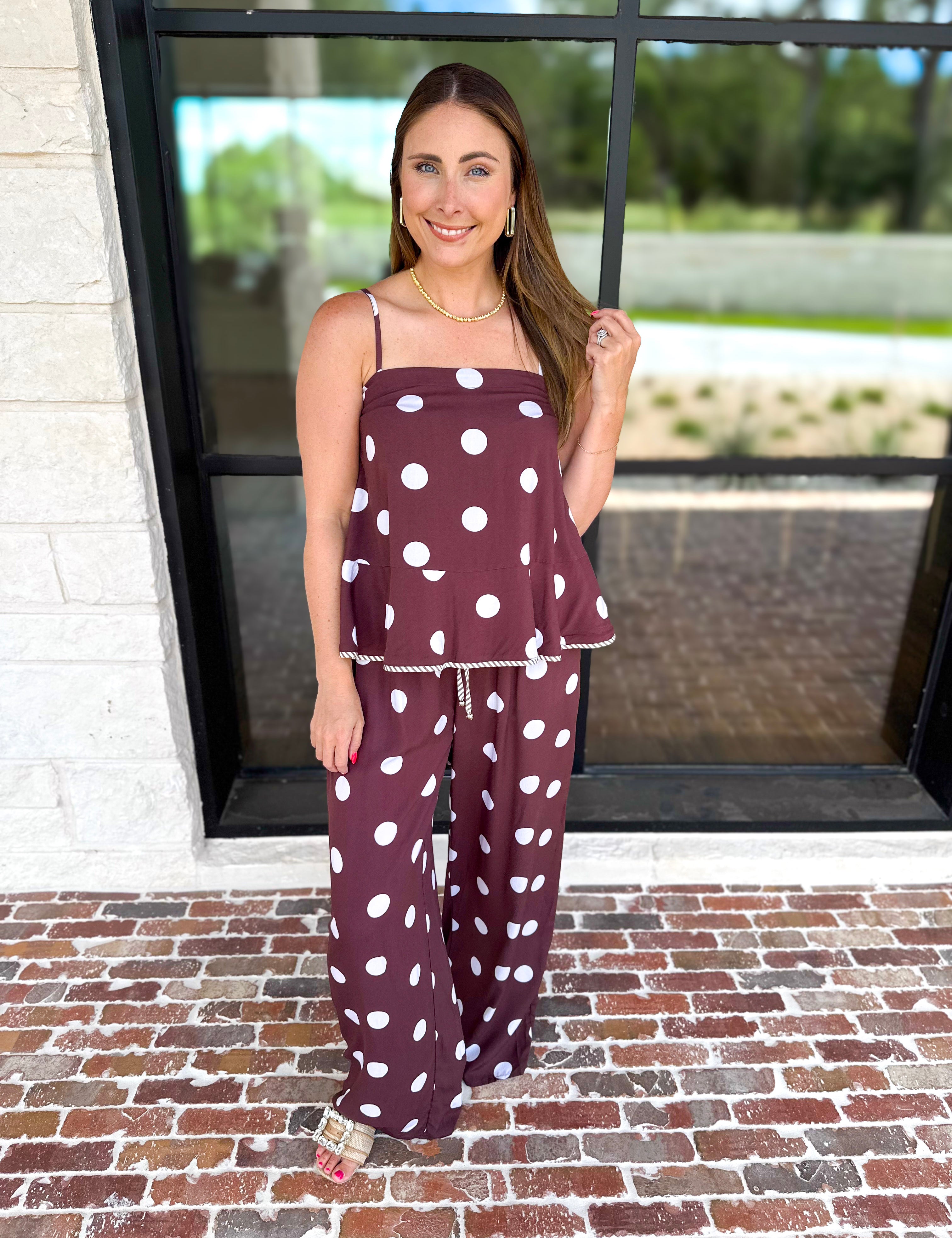 Coco Polka Dot Pants Set-500 Midi-ENTRO-July & June Women's Fashion Boutique Located in San Antonio, Texas