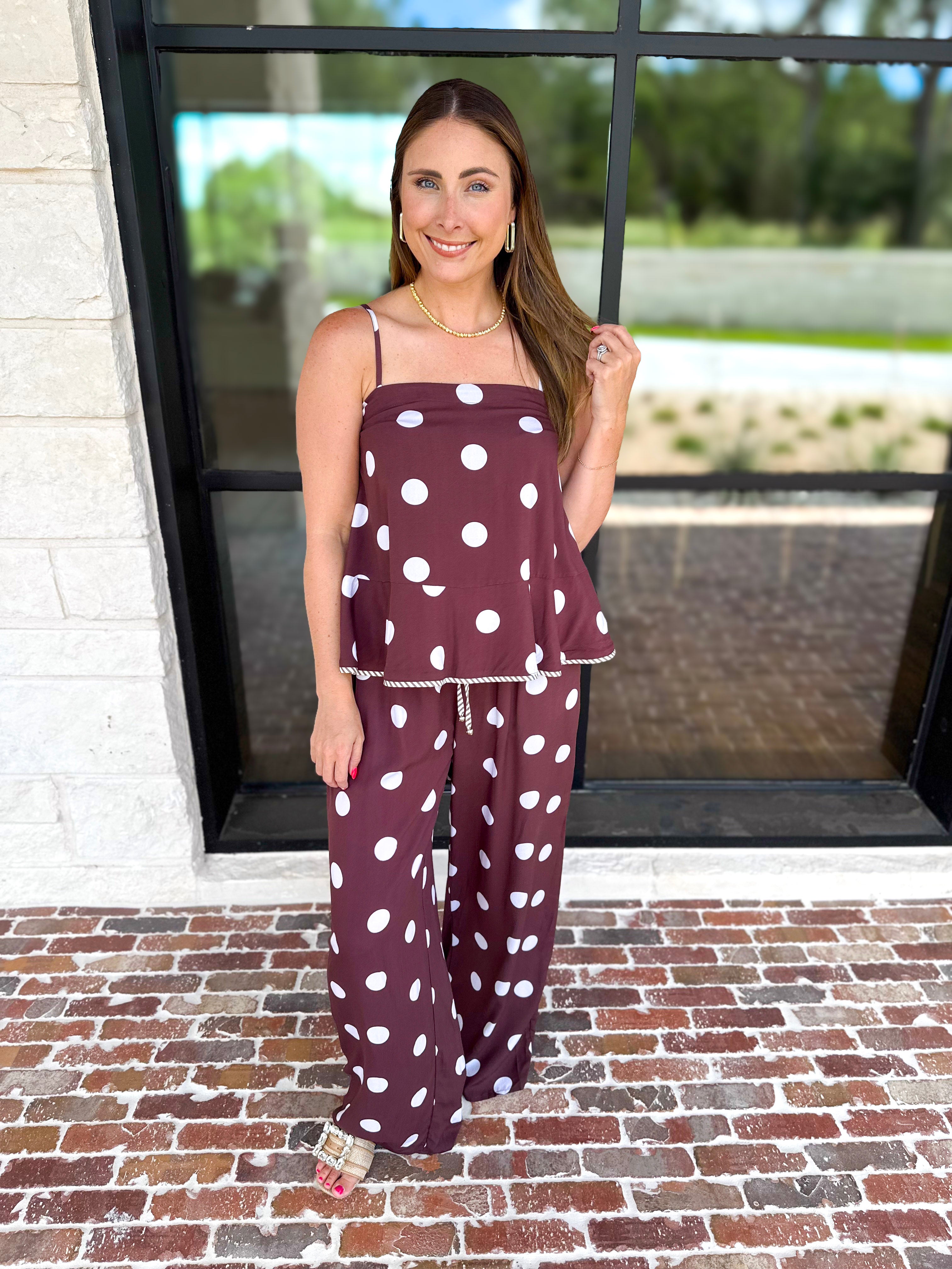 Coco Polka Dot Pants Set-500 Midi-ENTRO-July & June Women's Fashion Boutique Located in San Antonio, Texas