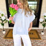 Sweet Blue Blouse-200 Fashion Blouses-FATE-July & June Women's Fashion Boutique Located in San Antonio, Texas