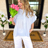 Sweet Blue Blouse-200 Fashion Blouses-FATE-July & June Women's Fashion Boutique Located in San Antonio, Texas