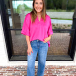 The Laurel Comfy Top - Pink-210 Casual Blouses-JODIFL-July & June Women's Fashion Boutique Located in San Antonio, Texas