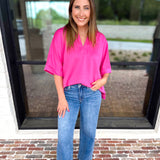 The Laurel Comfy Top - Pink-210 Casual Blouses-JODIFL-July & June Women's Fashion Boutique Located in San Antonio, Texas