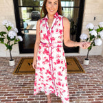 Vibrant Pink Floral Midi Dress-500 Midi-IN FEBRUARY-July & June Women's Fashion Boutique Located in San Antonio, Texas
