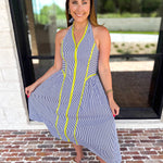 Chic Striped Halter Midi Dress-500 Midi-ENTRO-July & June Women's Fashion Boutique Located in San Antonio, Texas