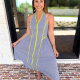 Chic Striped Halter Midi Dress-500 Midi-ENTRO-July & June Women's Fashion Boutique Located in San Antonio, Texas