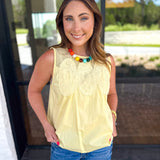 Sheer Details Tank - Butter-200 Fashion Blouses-FATE-July & June Women's Fashion Boutique Located in San Antonio, Texas