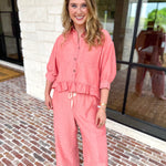The Alys Blouse - Coral-200 Fashion Blouses-POLOGRAM-July & June Women's Fashion Boutique Located in San Antonio, Texas