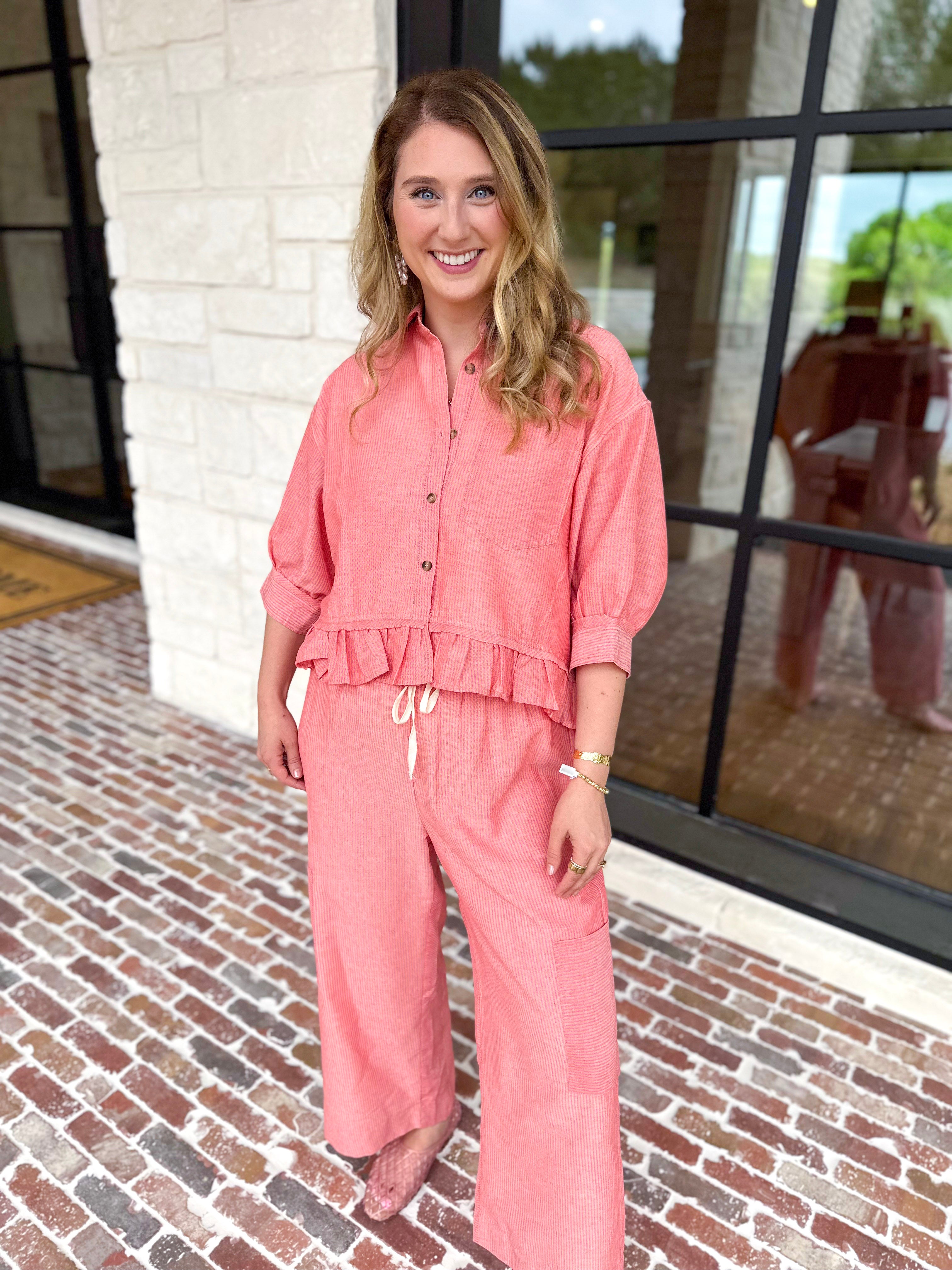 The Alys Blouse - Coral-200 Fashion Blouses-POLOGRAM-July & June Women's Fashion Boutique Located in San Antonio, Texas