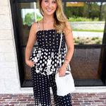 Polka Dot & Floral Set - Black-500 Midi-ENTRO-July & June Women's Fashion Boutique Located in San Antonio, Texas