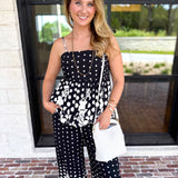 Polka Dot & Floral Set - Black-500 Midi-ENTRO-July & June Women's Fashion Boutique Located in San Antonio, Texas