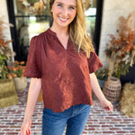 The Brunch Blouse - Brown-200 Fashion Blouses-ENTRO-July & June Women's Fashion Boutique Located in San Antonio, Texas
