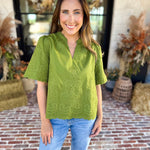The Brunch Blouse - Avocado-200 Fashion Blouses-ENTRO-July & June Women's Fashion Boutique Located in San Antonio, Texas