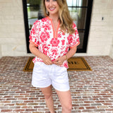 The Anderson Blouse - Red-200 Fashion Blouses-POLOGRAM-July & June Women's Fashion Boutique Located in San Antonio, Texas