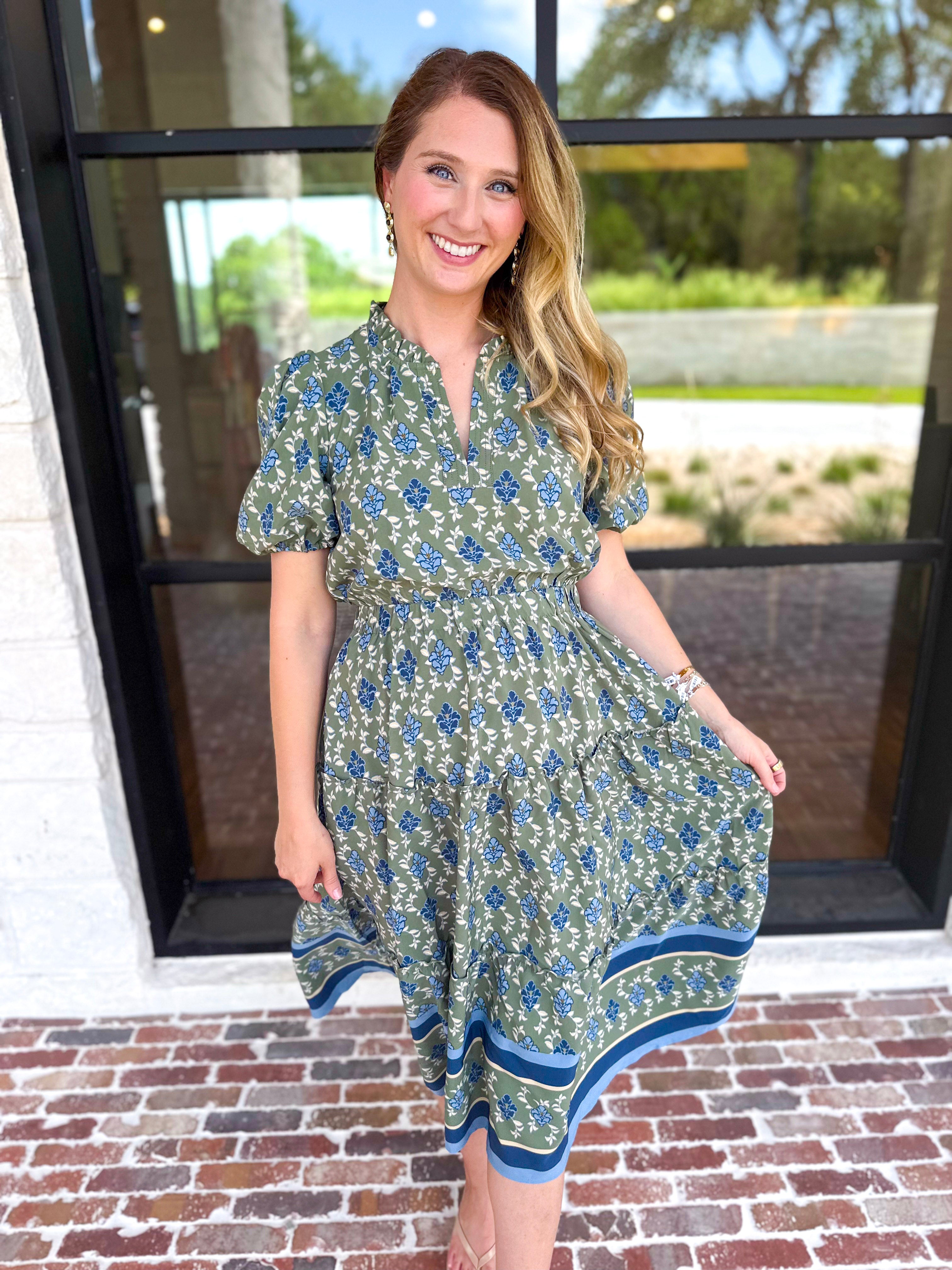 Mary Square - Lainey Midi Dress - Olive-500 Midi-MARY SQUARE-July & June Women's Fashion Boutique Located in San Antonio, Texas
