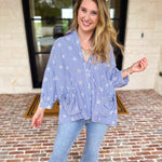 Seashell Flow Button Down Blouse-200 Fashion Blouses-FATE-July & June Women's Fashion Boutique Located in San Antonio, Texas