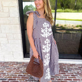 Plaid About You Midi Dress - Chocolate-500 Midi-ENTRO-July & June Women's Fashion Boutique Located in San Antonio, Texas
