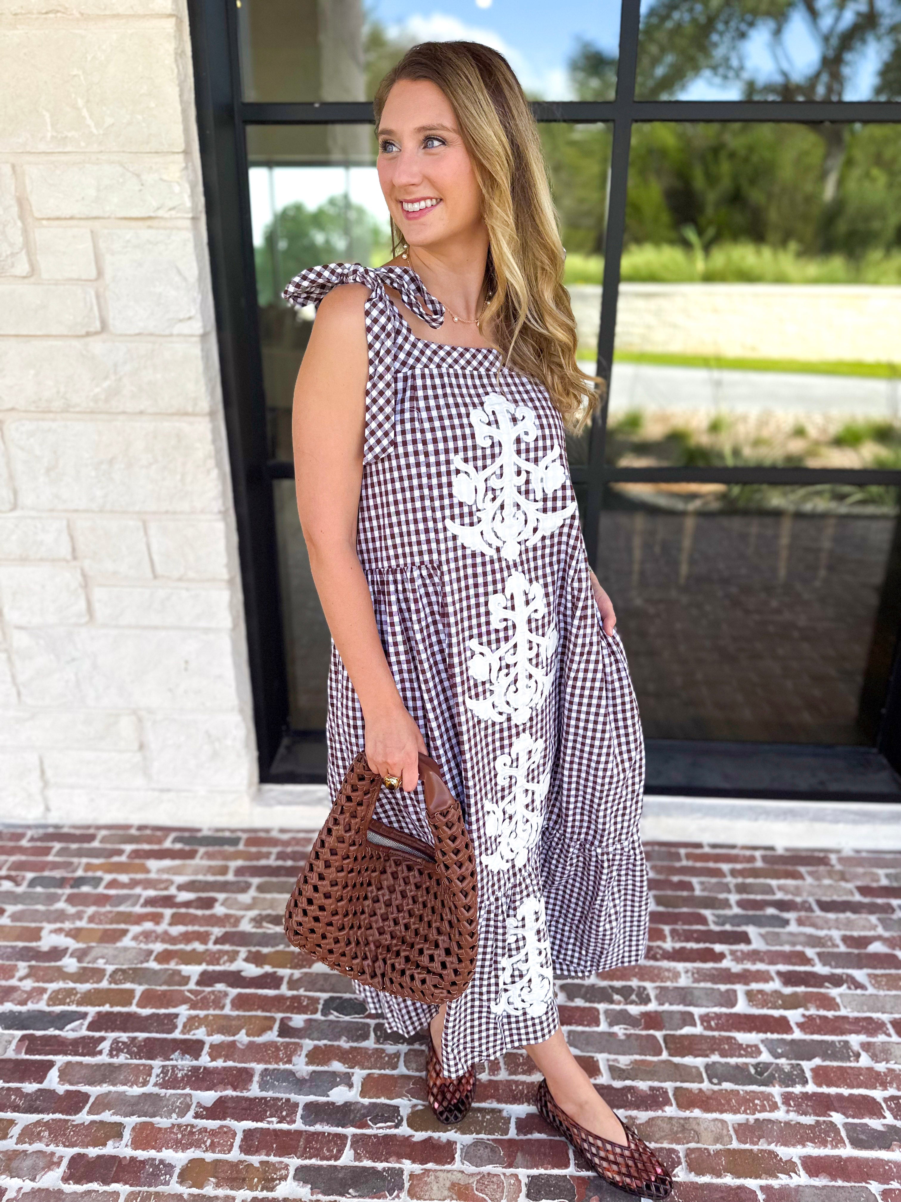 Plaid About You Midi Dress - Chocolate-500 Midi-ENTRO-July & June Women's Fashion Boutique Located in San Antonio, Texas
