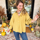 Golden Bubble Sleeve Blouse-200 Fashion Blouses-JODIFL-July & June Women's Fashion Boutique Located in San Antonio, Texas