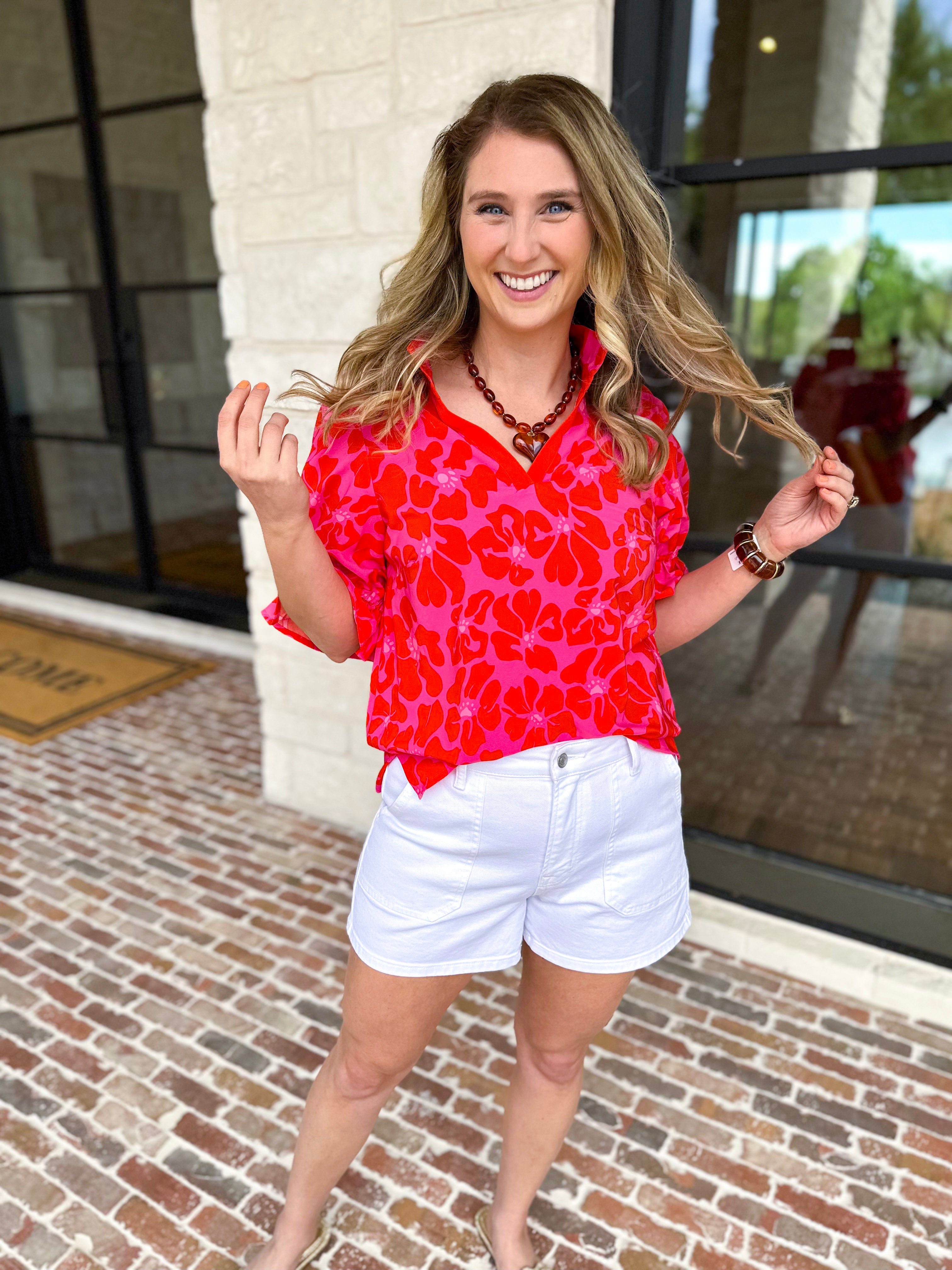 Mary Square - Jessica Blouse - Samba Garden-200 Fashion Blouses-MARY SQUARE-July & June Women's Fashion Boutique Located in San Antonio, Texas