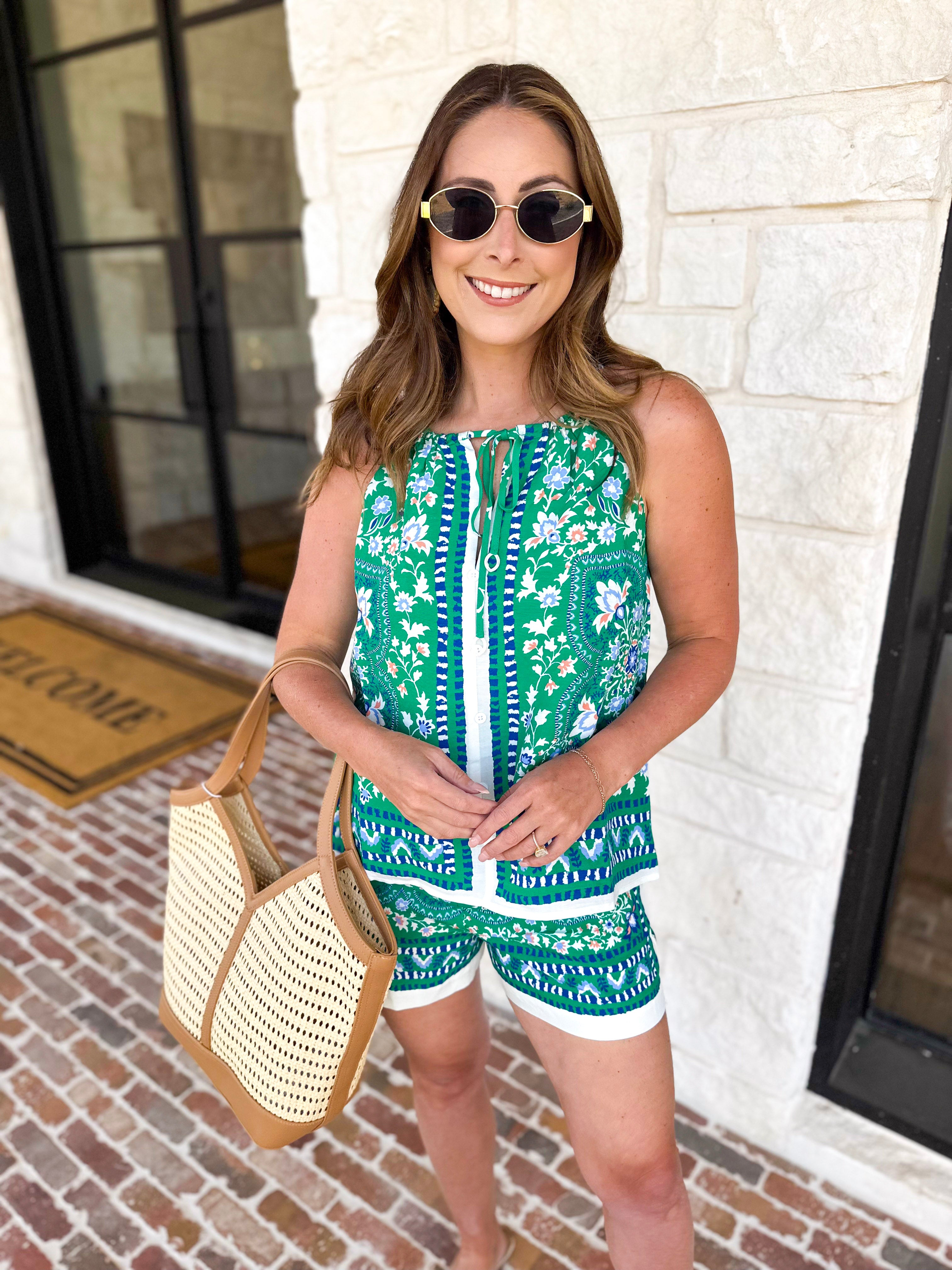 The Artisan Coast Short & Cami Set-510 Mini-SKIES ARE BLUE-July & June Women's Fashion Boutique Located in San Antonio, Texas