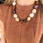Chunky Beaded Necklace - Brown Neutrals-110 Jewelry & Hair-Golden Lily-July & June Women's Fashion Boutique Located in San Antonio, Texas