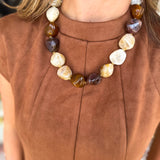 Chunky Beaded Necklace - Brown Neutrals-110 Jewelry & Hair-Golden Lily-July & June Women's Fashion Boutique Located in San Antonio, Texas