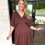 Elevated Chic Mini Dress - Brown-510 Mini-ENTRO-July & June Women's Fashion Boutique Located in San Antonio, Texas