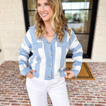 Sky’s The Limit Collared Sweater-230 Sweaters/Cardis-ALLIE ROSE-July & June Women's Fashion Boutique Located in San Antonio, Texas