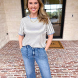 Casual Hangout Striped Tee - Blue-210 Casual Blouses-POLOGRAM-July & June Women's Fashion Boutique Located in San Antonio, Texas
