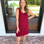 Crochet Overlay Mini Dress - Wine-510 Mini-ENTRO-July & June Women's Fashion Boutique Located in San Antonio, Texas