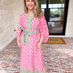 Pink Blooms Midi Dress-500 Midi-ENTRO-July & June Women's Fashion Boutique Located in San Antonio, Texas