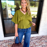 Elevated Chic Top - Martini Olive-200 Fashion Blouses-ENTRO-July & June Women's Fashion Boutique Located in San Antonio, Texas