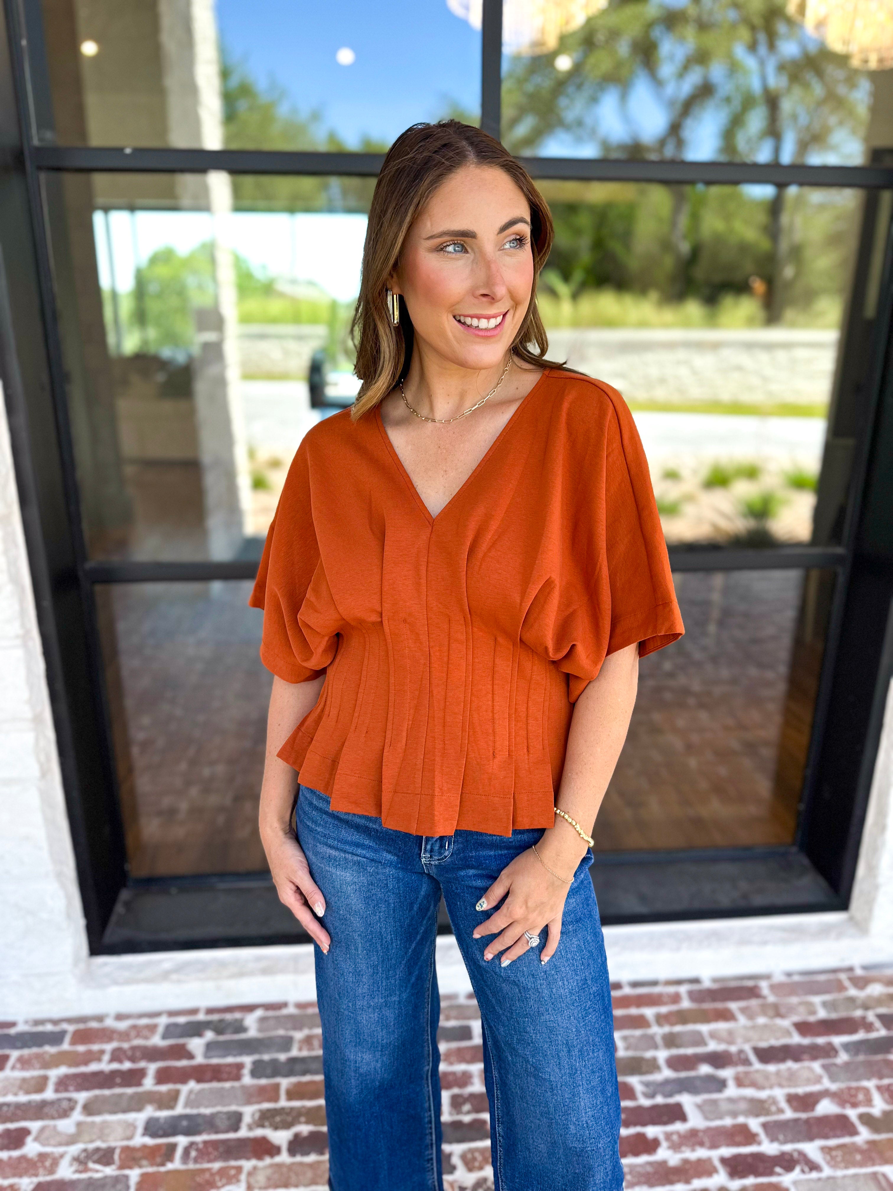 Elevated Chic Top - Clay-200 Fashion Blouses-ENTRO-July & June Women's Fashion Boutique Located in San Antonio, Texas
